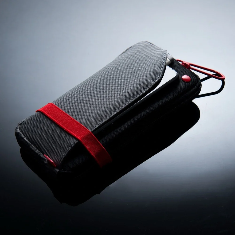 Portable Charging Pouch by EMTEC Gray & Black with Red Accents